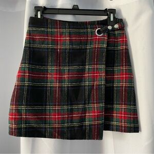 Green & Red Plaid Mini Layered Skirt